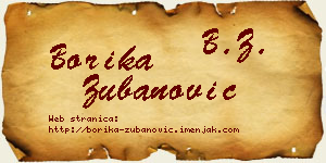 Borika Zubanović vizit kartica